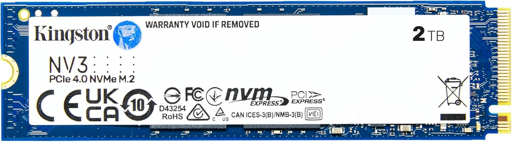Kingston NV3 2TB M.2 2280 NVMe SSD | PCIe 4.0 Gen 4x4 | Up to 6000 MB/s.